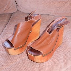 Jeffrey Campbell Wood Platform Leather Heels